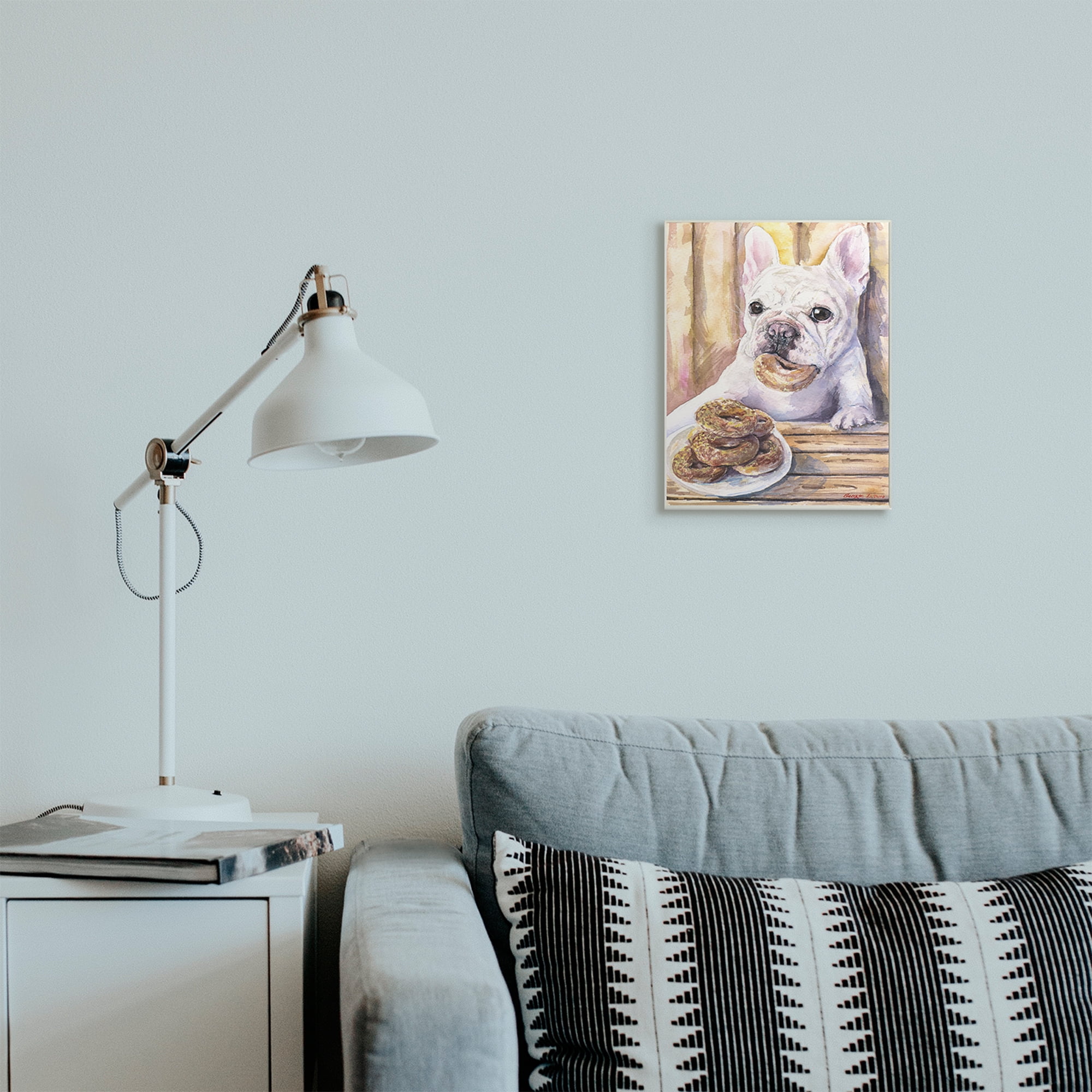 Stupell Industries French Bulldog with Donuts Dessert Pet Dog Wall Plaque, 10 x 15, Design by George Dyachenko