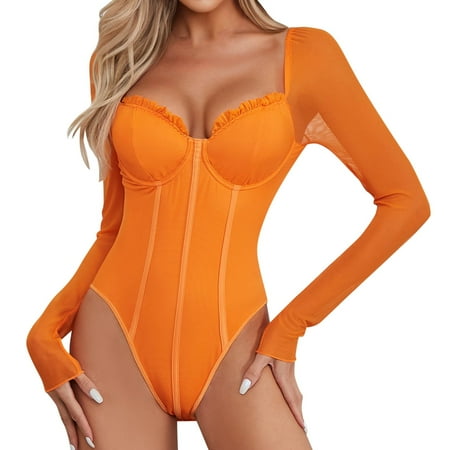 

Fsqjgq Lingerie The Latest Design Breathable Exercise Women s Gym Front Zipper Bra Fitness Women s Bra Double Layer Mesh Wooden Ear Edge Slim Design Sense High Waist Lingerie for Women Orange L