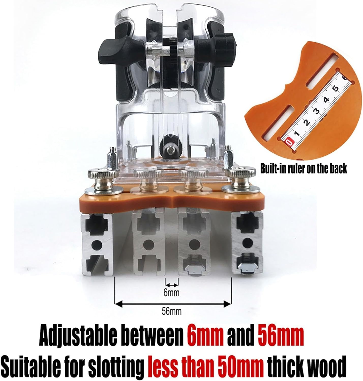 CATPAN Trimming Machine Bracket, 2 in 1 Invisible Fastener Slotting Bracket for Woodworking, Aluminum Alloy Wood Router Slotting Locator, Woodworking Router Base for 65mm Router