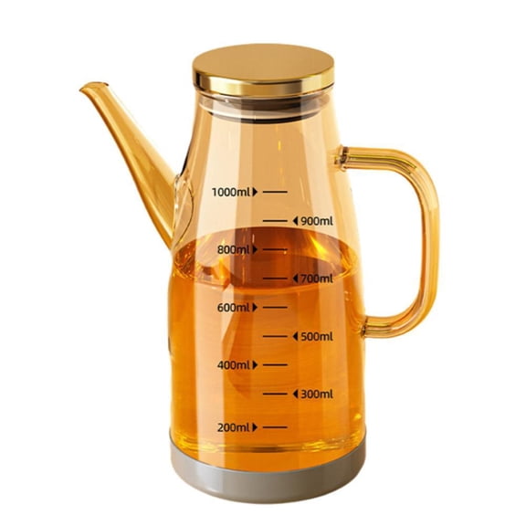 Oil Dispenser Bottle, Drip-Free Spout for Cooking, Kitchen, BBQ, Frying, Salad - Amber Glass, 1000ML/33.8oz