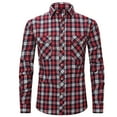 thumbnail image 2 of QUINDOS Shirts for Men,Men's Fall And Winter Fashion Casual Plaid Turn-down Collar Button Long Sleeve Loose Fit Workout T-shirts, 2 of 4