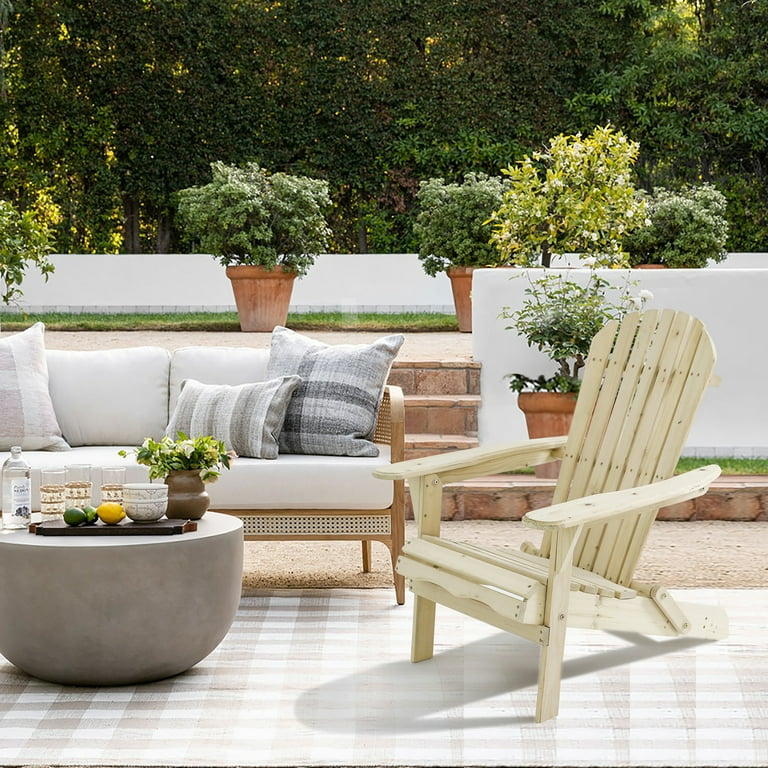 LuxenHome Unfinished Wood Adirondack Chair Walmart