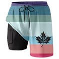 thumbnail image 2 of ibiyuan Swim Trunks Men with Compression Liner Quick Dry Mens Bathing Suit 2 In 1 Cargo Pocket Pool Shorts Pockets Lightweight Printed Surf Swimwear,Pink-C, 2 of 4