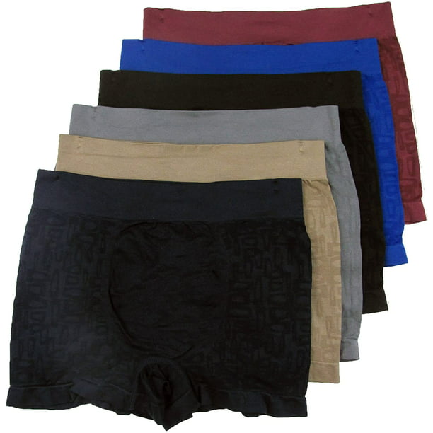 Men's Seamless Boxer Brief Stretchable Underwear 6-pcs Set, Assorted ...