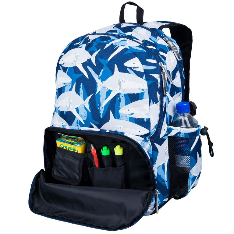Wildkin 17-Inch Kids Backpack , Elementary Travel School (Sharks Blue)