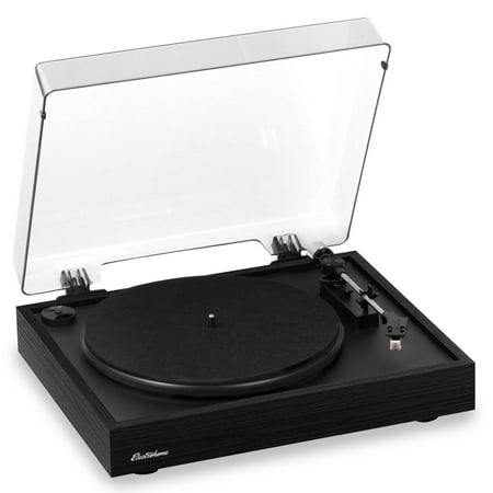 Electrohome Montrose Vinyl Record Player 2-Speed Belt-Drive Turntable, with Audio-Technica Stylus, Speed Control Motor, Built-in Preamp, Wood Plinth, Anti-resonant Platter, Auto-Stop (RR35B)