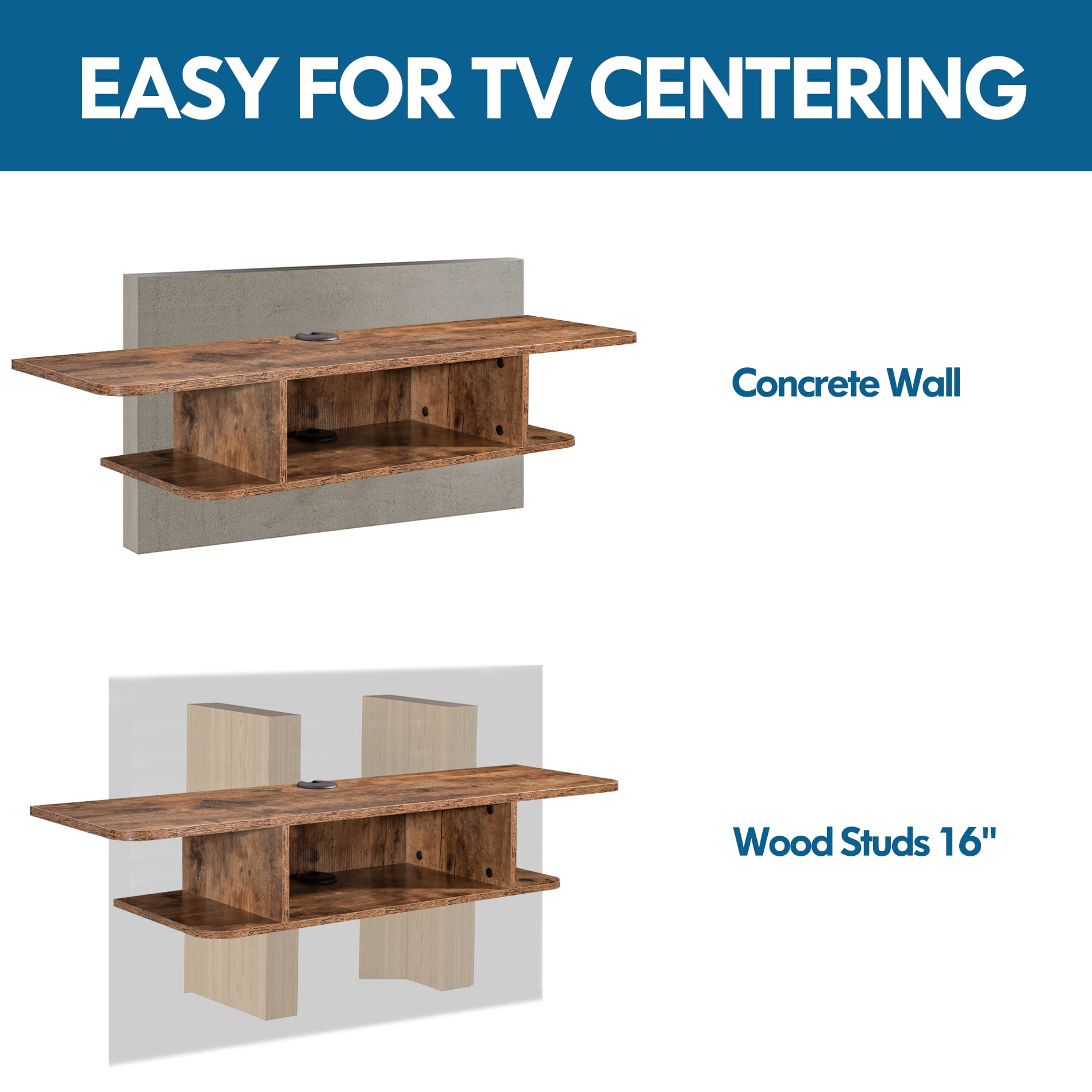 FITUEYES Wall Mount TV Stand for TVs up to 50", Brown
