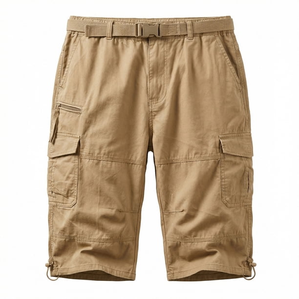 Mens Cargo Shorts Multi Botón de Bolsillo Y Cremallera Deportes Al Aire Libre, Mens Shorts Cargo Casual Pantalones de Verano
