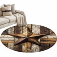 thumbnail image 2 of 3.3ft Washable Round Rug, Retro Star Non-Slip Circle Area Rug for Entryway Bedroom, Country Shabby Texas Stars Mottled Old Wood Grain Indoor Accent Floor Mat for Home Decor, 2 of 9