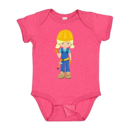 

Inktastic Construction Girl Blonde Hair Cute Girl Hammer Gift Baby Girl Bodysuit