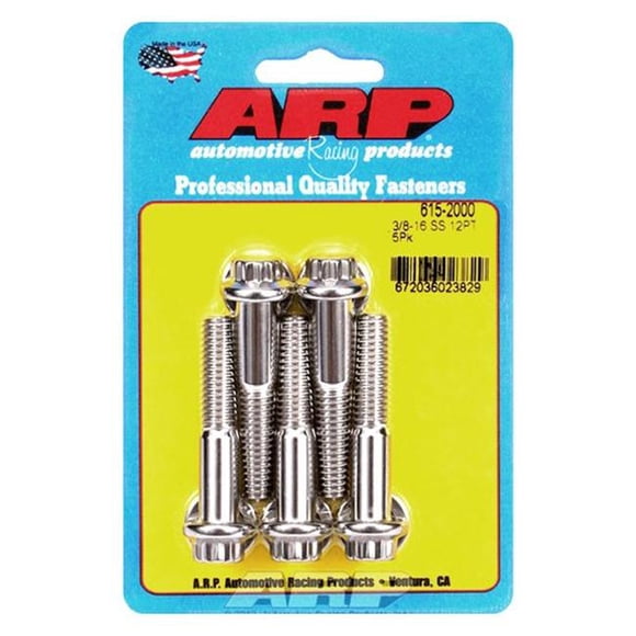 ARP 615-2000 0.37-16 x 2 in. Stainless Steel 12 Point Bolt Kit - Set of 5