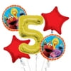 Sesame Street Elmo Balloon Bouquet 5th Birthday 5 pcs - Party Supplies
