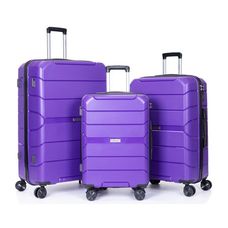 Travelhouse 3 Piece Nested Spinner Suitcase Luggage Set With TSA Lock, Lightweight Luggage, Purple