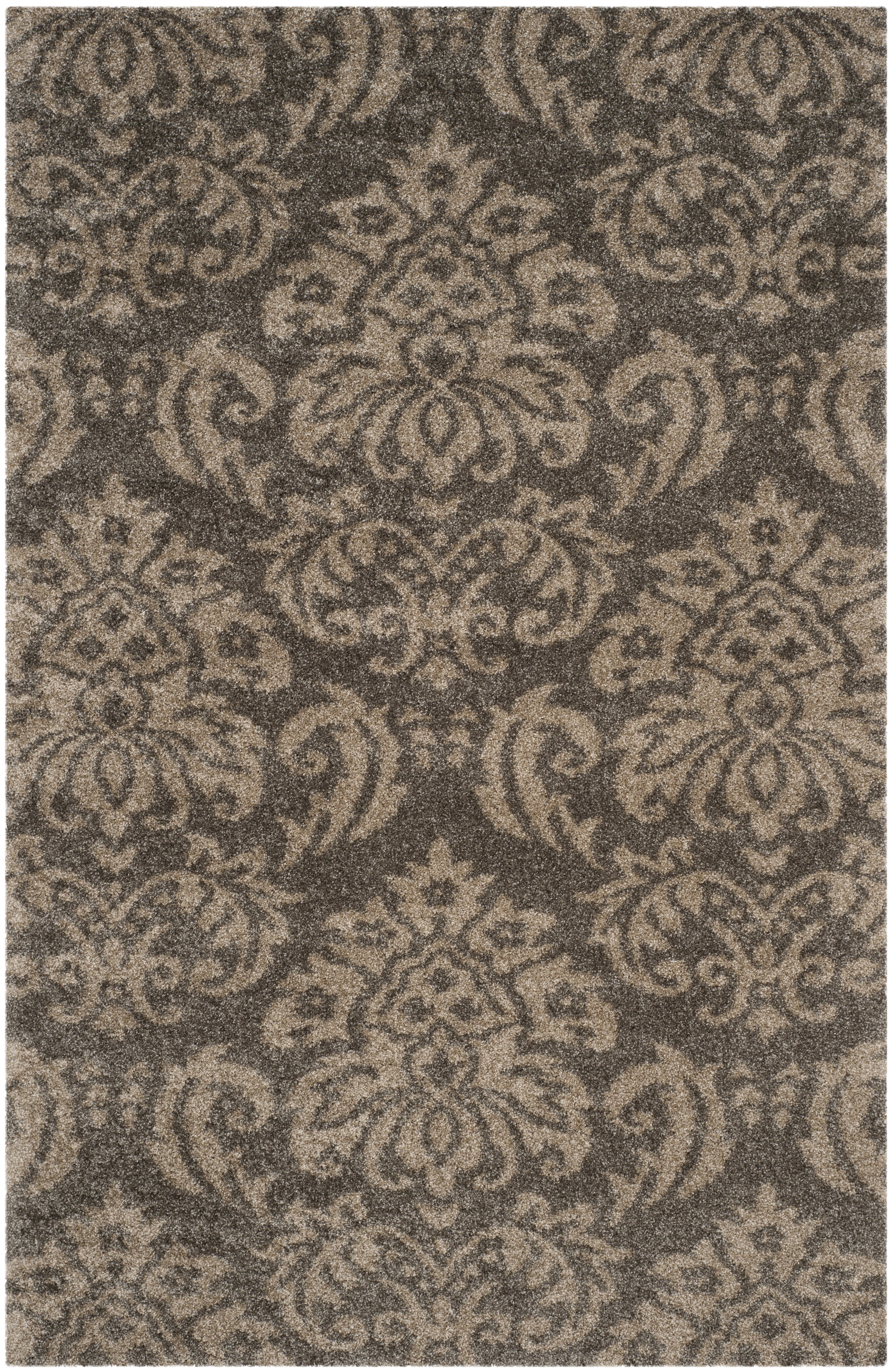 Safavieh Florida Desmond Damask Shag Area Rug, Smoke/Beige, 6' x 8'