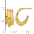 thumbnail image 2 of 14k Solid Yellow Gold Polished 3-row J-hoop Post Earrings 20x14.4mm Wide 9.5mm Thick Hoop Earring for Women, 2 of 2