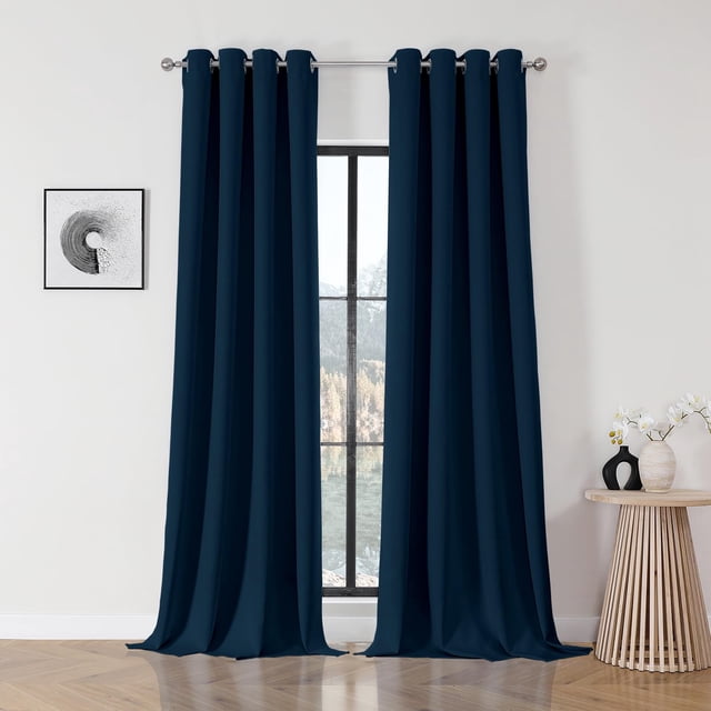 Cortinas Blackout Joydeco Juego de 2 Paneles de 108 cm de Largo Azul Marino