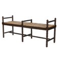 thumbnail image 2 of Isle of Man 60-inch Mahogany & Rush Accent Bench, Bobbin-Turned, 2 of 10