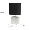 thumbnail image 3 of Simple Designs Petite Marbled Ceramic Table Lamp with Fabric Shade, White with Black Shade, 3 of 6