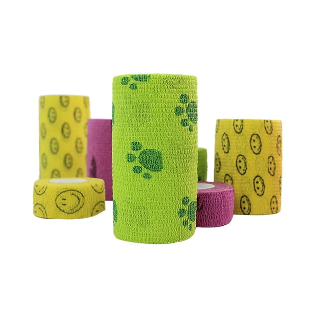 6 Rolls Printed Medical Bandage First Aid Kit Waterproof Adhesive Elastic Pet Bandage Self Adhesive Breathable Tape Colorful6 rolls purple10cmx4.5m He Qiyong unisex