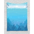 thumbnail image 1 of Deep Sea Tapestry, View of Underwater Landscape and Palm Trees Above, Wall Hanging for Bedroom Living Room Dorm Decor, 60W X 80L Inches, Aqua Sea Blue Ceil Blue and Deep Sky Blue, by Ambesonne, 1 of 2