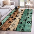 thumbnail image 3 of Area Rug for Living Room, Teal Green Brown Non-Slip Indoor Large Carpet for Bedroom/Dining Room, Farmhouse Dog Paw Vintage Washable Low-Profile Rectangle Floor Mat Runner Rugs - 2.7 x 5 Ft, 3 of 7