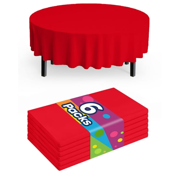 Manteles redondos de plástico Pureegg, 213 x 213 cm, 6 unidades, color rojo