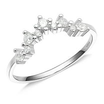 UIONEN 925 Sterling Silver Ring Women Clear Cubic Zirconia Stackable Ring Size 9