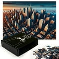 thumbnail image 3 of Ambesonne Cityscape Jigsaw Puzzle, Manhattan Panorama Urban, Heirloom-Quality Fun Activity for Family Durable Cardboard, 1000 pcs, Blue and Pale Cinnamon, 3 of 6