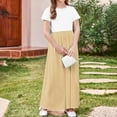 thumbnail image 5 of Summer Dresses for Girls with Pockets 4-14 Years Teens Kids Casual Color-Block Short Sleeve Crewneck Pullover A-Line Long Maxi Dress, 5 of 8