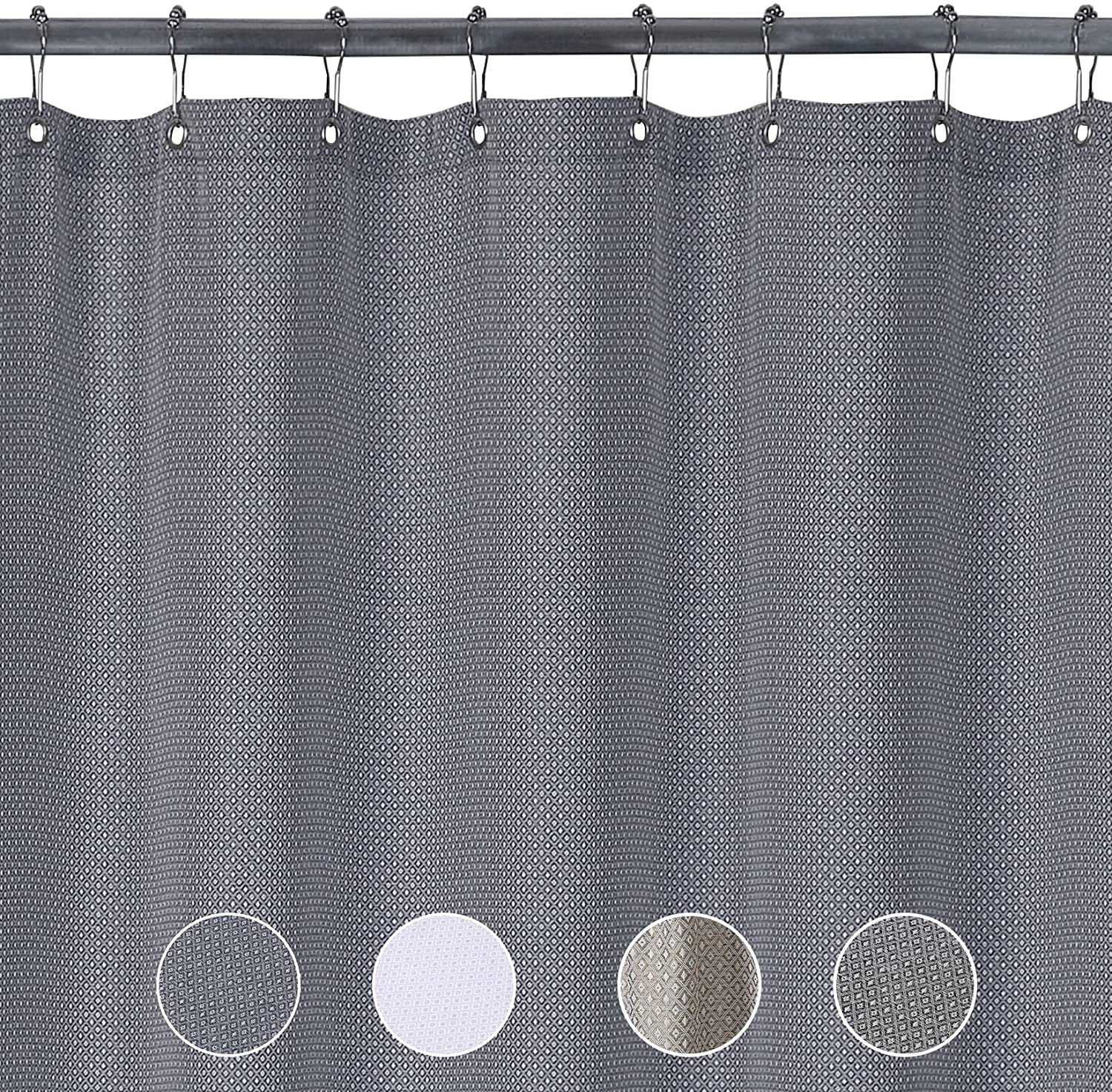 Shower Curtain 78 Inches Length, Flax Linen Like 155GSM Heavy Weight