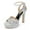 Silver, variant on XYD Women Bejeweled Crossed Straps Open Toe Platform Sandals Block High Heels Ankle Wrap Party Wedding Shoes Size 8 Platino