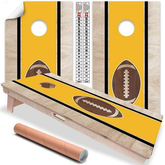 Cornhole Board Wraps and Decals for Boards Set of 2 Skins Professional Vinyl Covers Sticker - Black and Gold Columbia, Missouri Football Tailgating Cornhole Wrap Stickers Cornhole Skins Cornhole Wrap