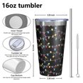 thumbnail image 4 of 16oz Tumblers Multicolor Christmas Light Pattern Stainless Steel Vacuum Insulated Double Wall Travel Tumbler Cups Mug with Lid and Straw,Cleaning Brush for Coffee,Tea, 4 of 4