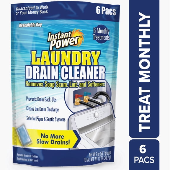 Instant Power Laundry Drain Cleaner Pacs, 6 Count