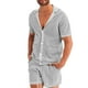 thumbnail image 1 of Conjuntos de dos piezas Cagnkofi para hombre, chándales de verano, suéter informal de manga corta con botones, camisas y pantalones cortos, traje para vacaciones en la playa., 1 of 4