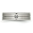 thumbnail image 4 of Chisel Stainless Steel Polished with Brushed Center CZ 6mm Grooved Band, 4 of 8