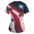 thumbnail image 3 of EHTMSAK Independence Day Fourth Of July Womens Petite Scrub Tops Flag with Pocket Medical V Neck Scrubs Nurse Uniform Casual Plus Size Tee Tops Short Sleeve Loose Shirts Blue Red M, 3 of 3