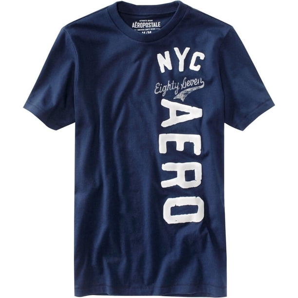 Aeropostale Nyc Graphic playera para hombre, azul, XS