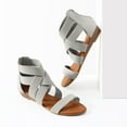 thumbnail image 5 of Womens Summer Stylish Low Wedge Sandals with Elastic Gladiator Ankle Straps, 5 of 5