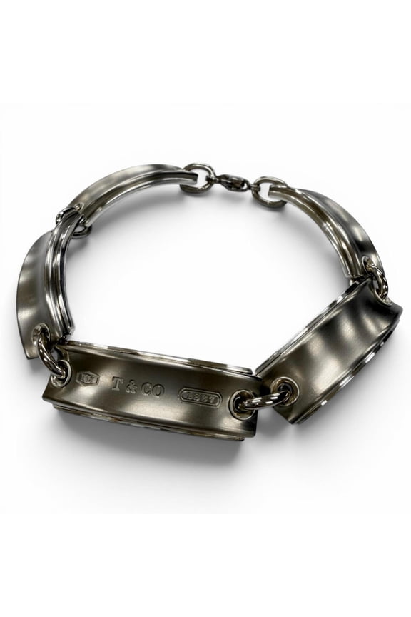 Pre-Owned TIFFANY&Co. Tiffany Plate Link 1837 925 Bracelet, Silver, Weight 41.8g, Men's/Women's...