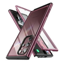 SUPCASE Unicorn Beetle Edge Pro Series Case for Samsung Galaxy S22Ultra (2022 Release), Slim Frame Clear Case with Transparent Back & Built-in Screen Protector (Wine)