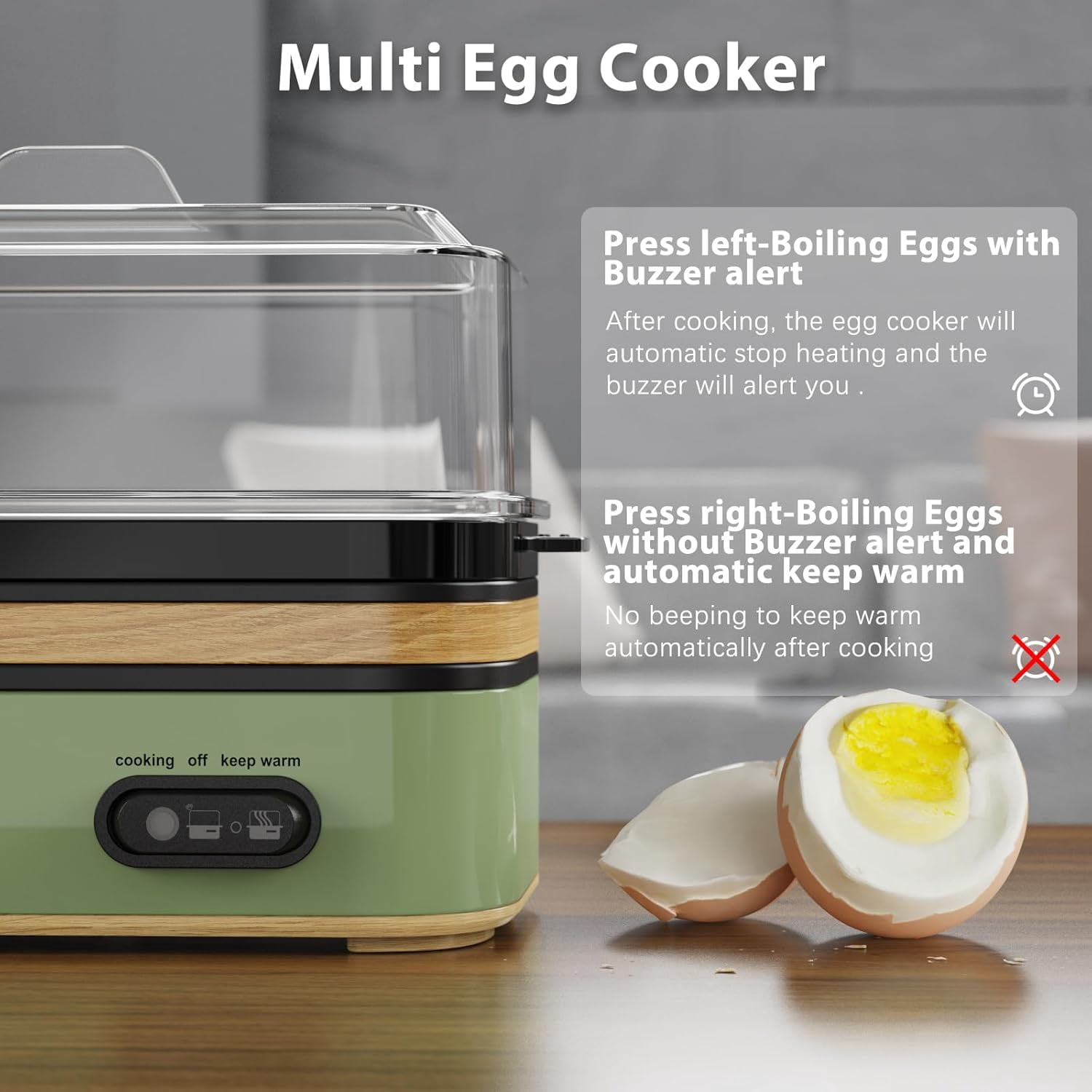 Evoloop Rapid Egg Cooker with Stainless Steel Design for Busy Families and Dorms