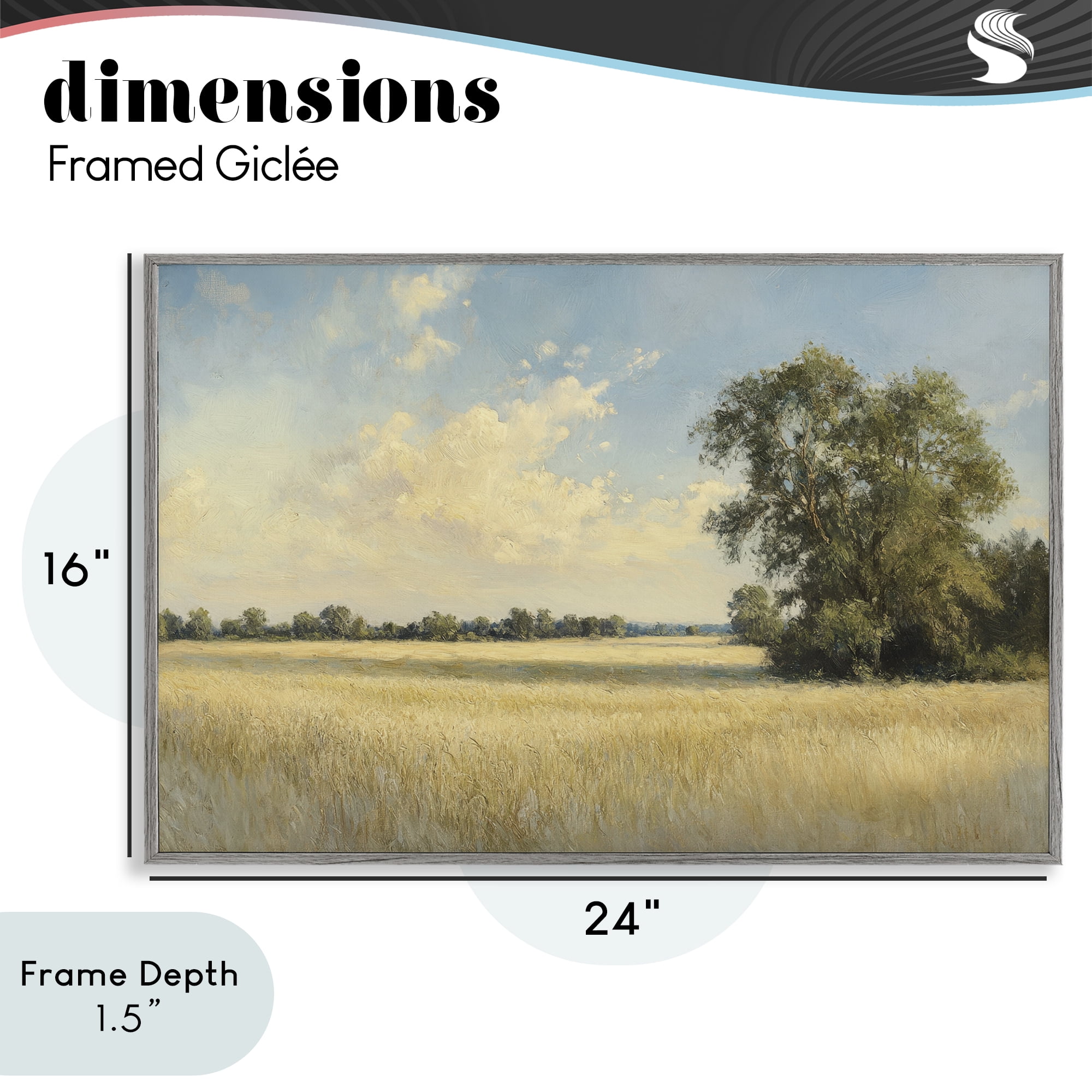 Stupell Industries Serene Wheat Field at Noon Gray Framed Giclee Art, design by Petal Prints Design