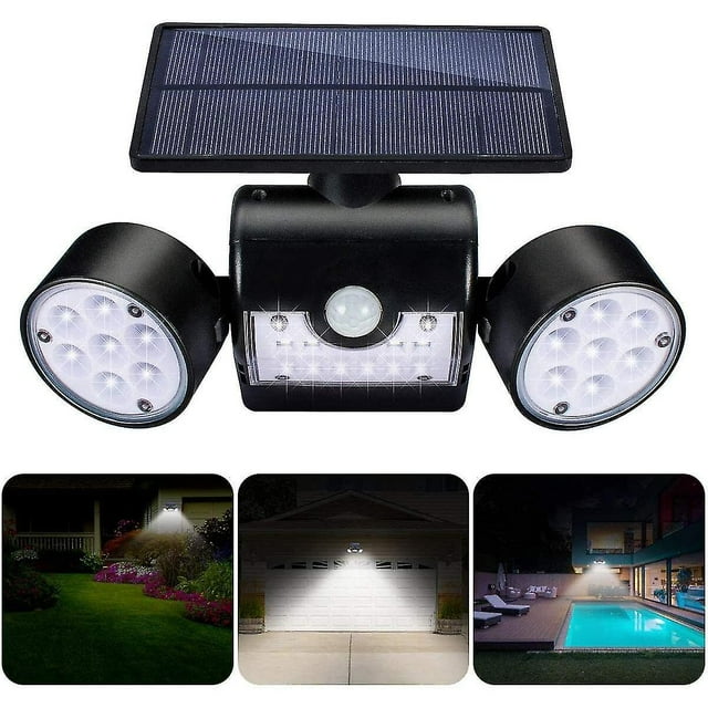Outdoor Solar Light, Outdoor Solar Wall Light, With 30 Waterproof Dual Head Led Spotlights, 360 Degree Rotation, With Motion Sensor For Garden