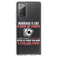 thumbnail image 1 of DistinctInk Clear Shockproof Hybrid Case for Galaxy Note 20 ULTRA (6.9" Screen) - TPU Bumper Acrylic Back Tempered Glass Screen Protector - Marriage is Like a Deck of Cards, 1 of 3
