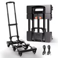 thumbnail image 1 of Voipvvii Camión de mano plegable de 500 libras, carrito portátil resistente, carrito de equipaje plegable de 6 ruedas con 2 cuerdas elásticas, carrito compacto para fácil movimiento, carrito de mano i, 1 of 7