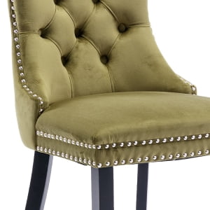 071 Olive Velvet, Wood Legs