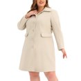 thumbnail image 4 of Agnes Orinda Women's Plus Size Coats Peter Pan Collar Single Breasted With Pockets Trench Winter Long Peacoat 3X Beige, 4 of 6