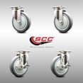 thumbnail image 2 of 5 Inch 316SS Thermoplastic Rubber Wheel Swivel Top Plate Caster Set 2 Brakes SCC, 2 of 2