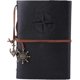 thumbnail image 1 of Cuaderno de cuero, cuaderno de espiral vintage, recargable, agenda diaria, diario de viaje con relieve, páginas en blanco y colgantes retro (negro), 1 of 5